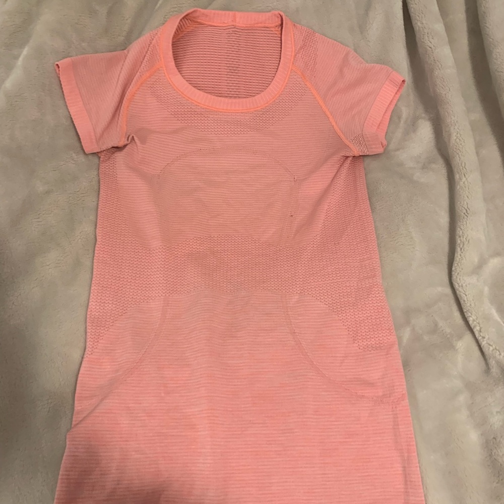 Peach lululemon swiftly tech short sleeve size 2